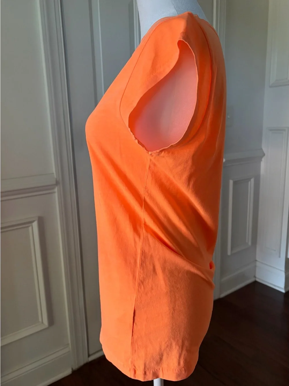J.Crew Bright Orange Cotton Linen Cap Sleeve Tee Size Small